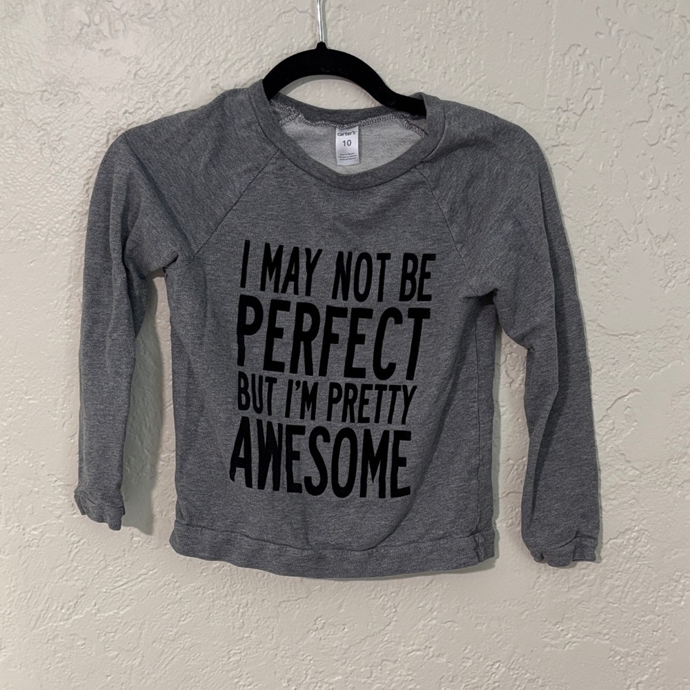 Carter's Charcoal Long Sleeve Tee with Inspiring Message